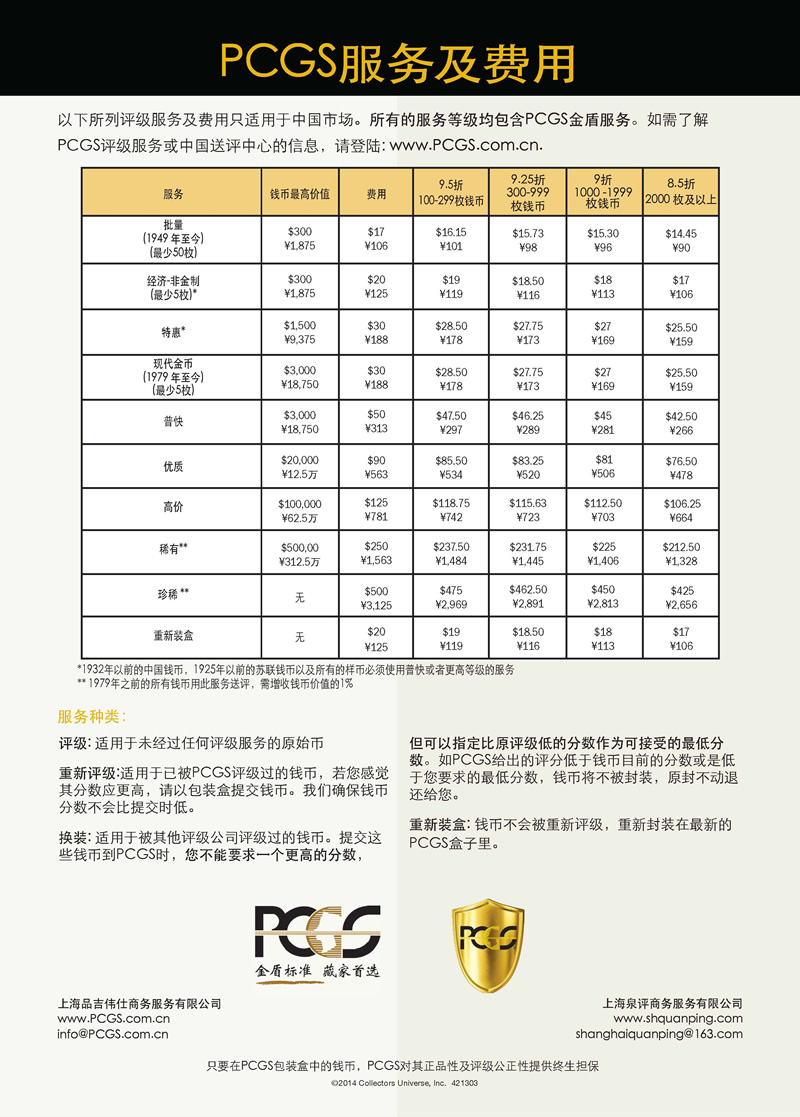 PCGS&nbsp;評(píng)級(jí)費(fèi)優(yōu)惠將于9月份在上海實(shí)行